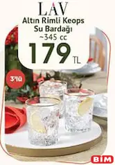 LAV ALTIN RİMLİ KEOPS SU BARDAĞI 345 CC 3'LÜ LAV ALTIN RİMLİ KEOPS SU BARDAĞI 345 CC 3'LÜ
